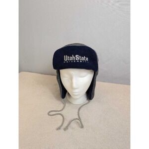 Utah State University Aggies Trapper Hat Fleece Ear Flap Winter Cap Gray Blue